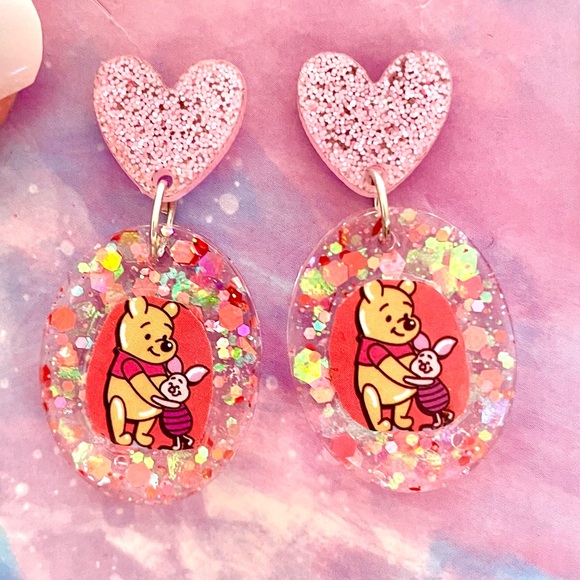 Winnie The Pooh and Piglet Acrylic Earrings - Picture 1 of 4